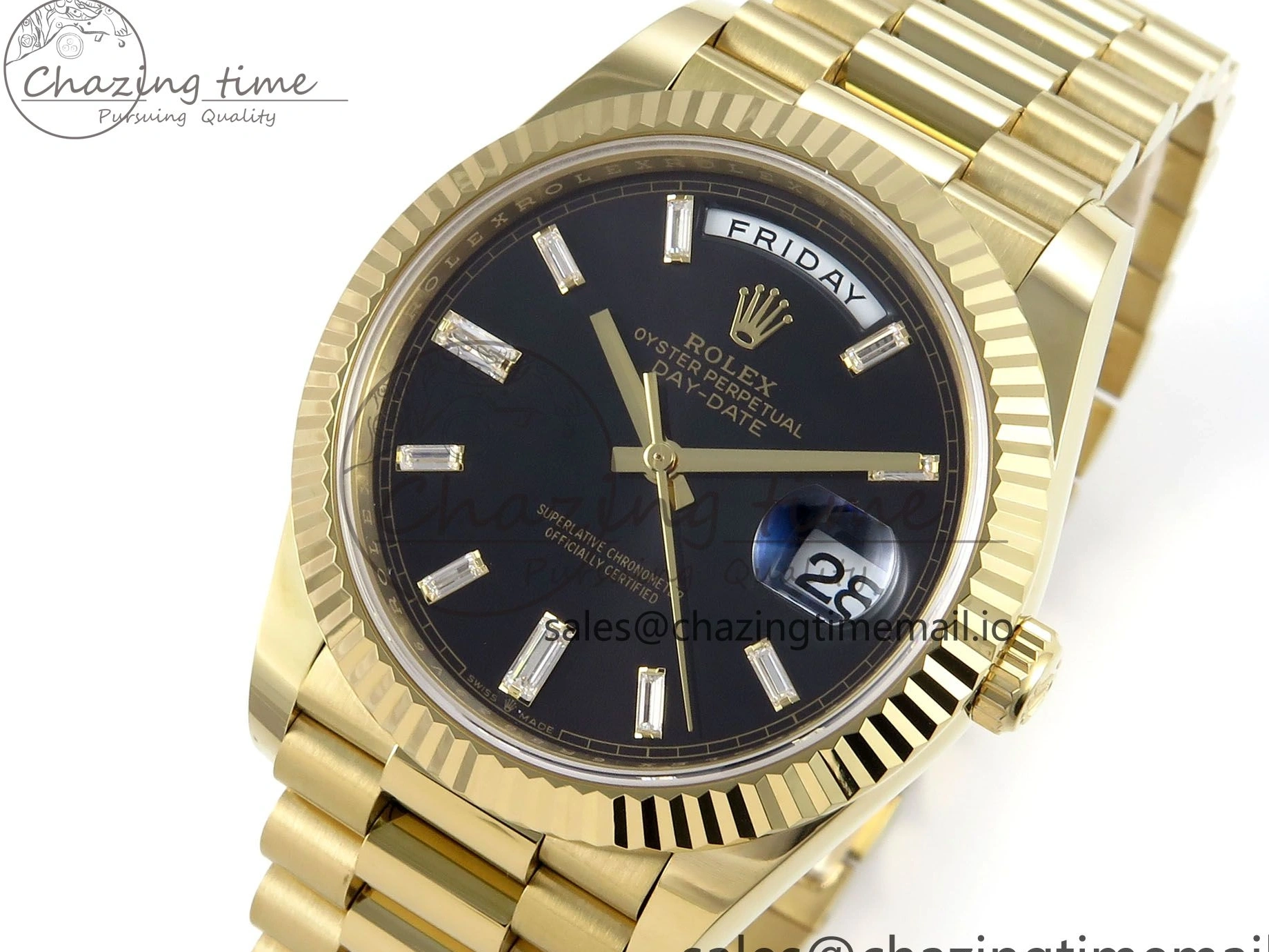 Good Copy Rolex Watches Weight) 1:1 Crystal Resilient Date Bracelet President Best Black Day 228238 Dial (Gain 40 Edition YG on 799 A2836 Noob 0116